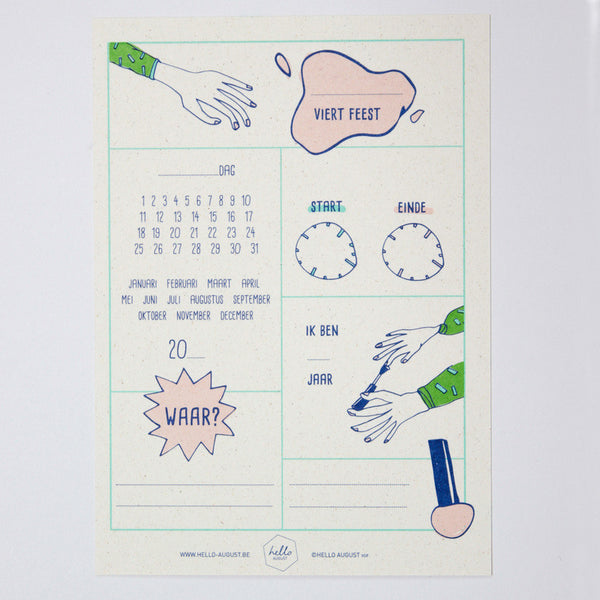 Hello August Party invitations make-up