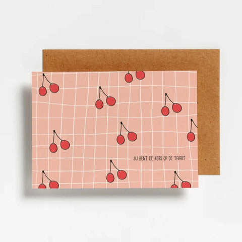 Wenskaart - Jij bent de kers op de taart