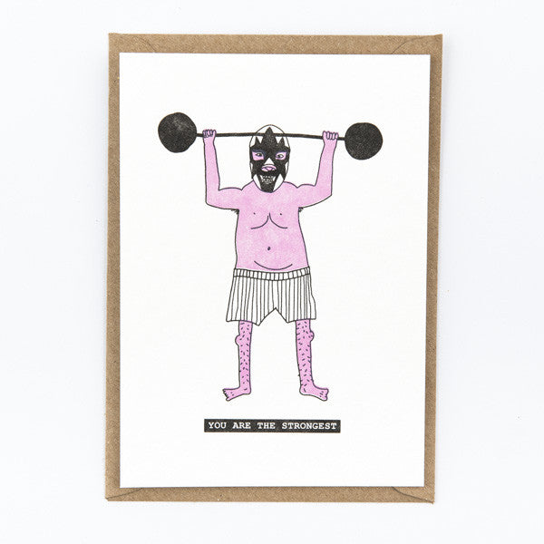 studio flash strongest man wenskaart