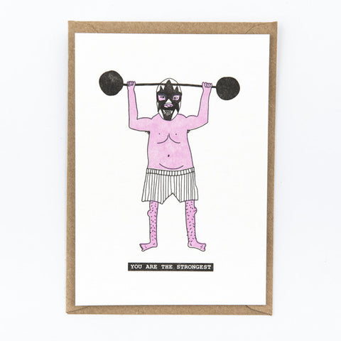 studio flash strongest man wenskaart